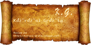 Kőrösi Gréta névjegykártya